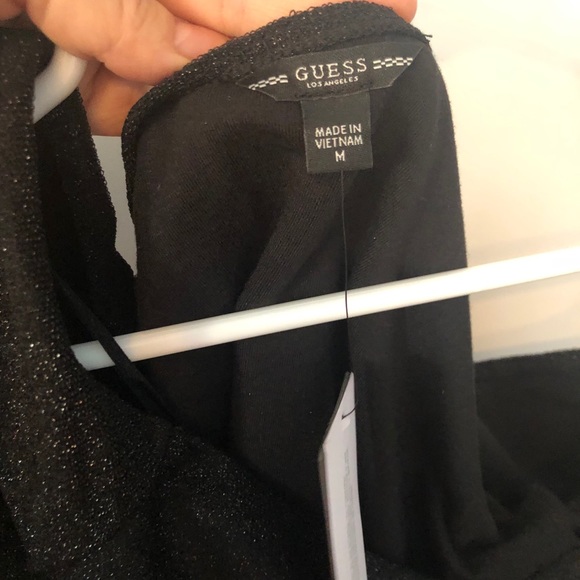 NWT Guess metallic black off the shoulder crop - Picture 6 of 6